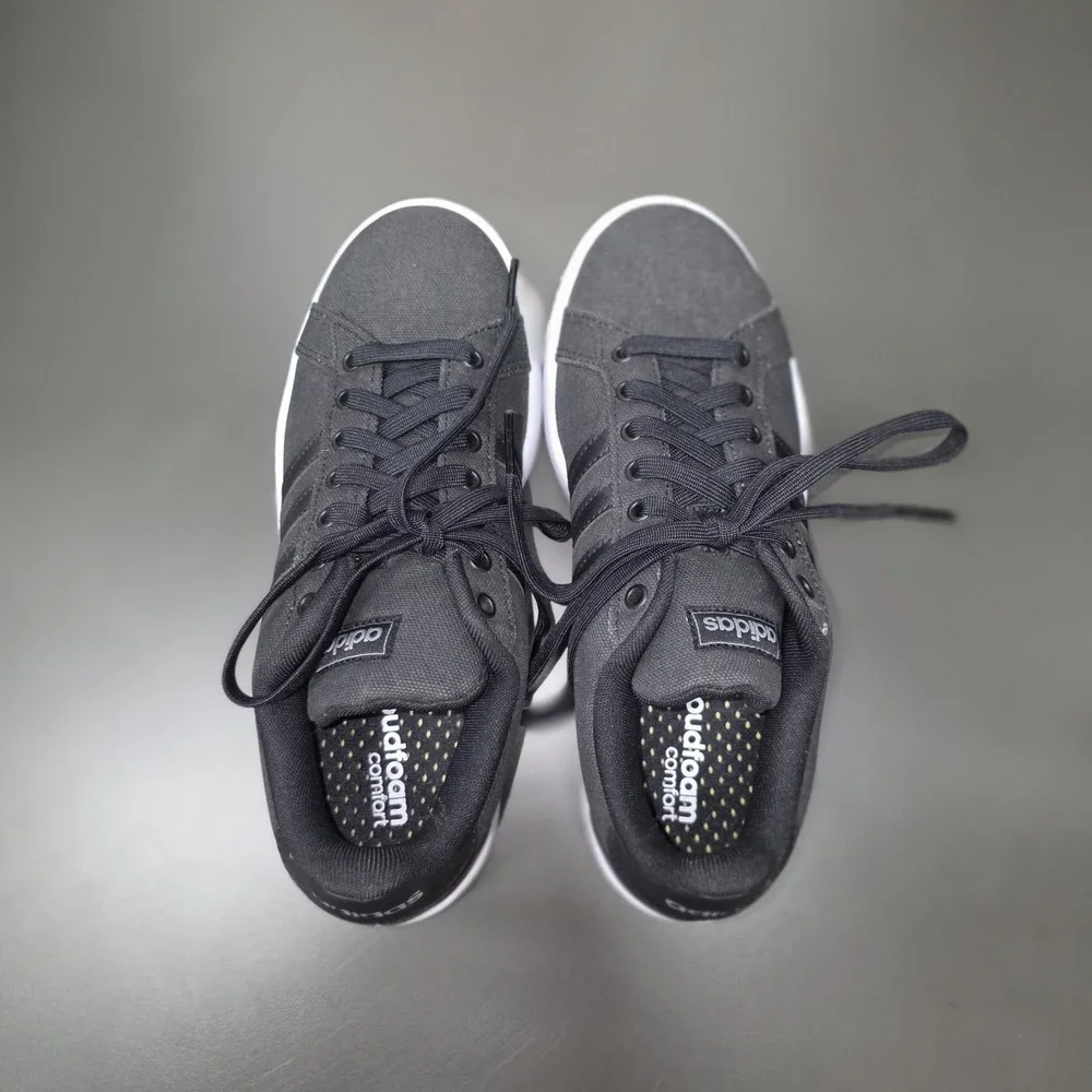 Adidas Cloudfoam Shoes Mens Size 7 Black Low Top Canvas Comfort Sneakers EH0632